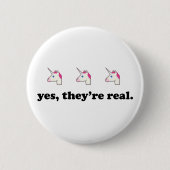 Badge Rond 5 Cm Oui, ils sont vrais | Funny Unicorn Emoji (Devant)
