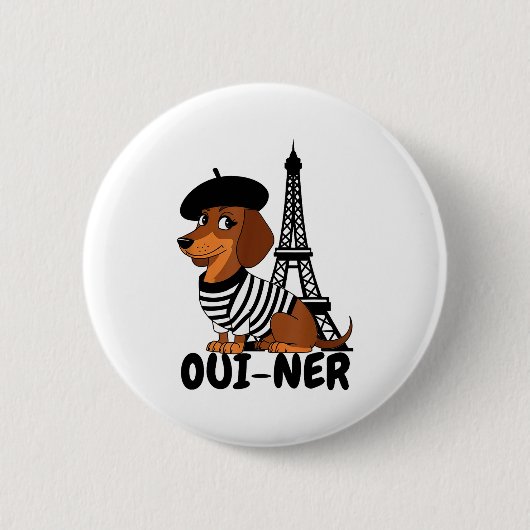 Badge Rond 5 Cm Oui-ner Dog Funny Dachshund Wiener Sausage Ween Do (Devant)
