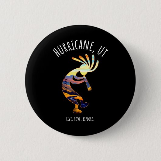 Badge Rond 5 Cm Ouragan Utah Usa Danser Kokopelli Design (Devant)