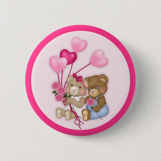 Badge Rond 5 Cm Ours amoureux (Devant)