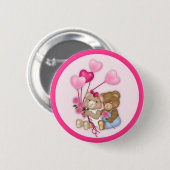 Badge Rond 5 Cm Ours amoureux (Devant & derrière)