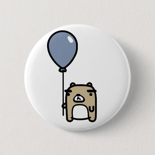 Badge Rond 5 Cm Ours avec le ballon bleu (Devant)