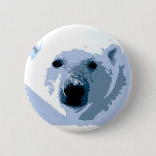 Badge Rond 5 Cm Ours blanc d'art de bruit