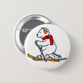 Badge Rond 5 Cm Ours blanc de ski (Devant & derrière)