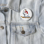 Badge Rond 5 Cm Ours blanc de ski (En situation)