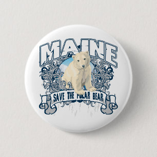 Badge Rond 5 Cm Ours blanc Maine