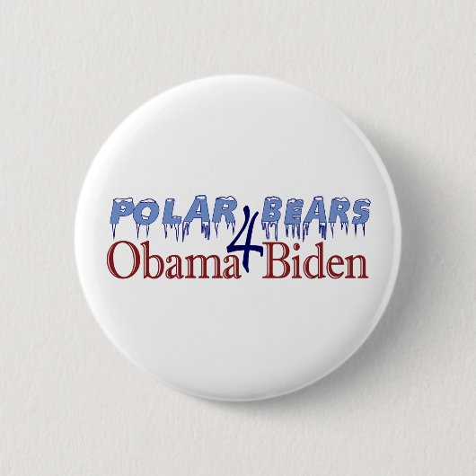 Badge Rond 5 Cm Ours blancs pour Obama Biden 2008 (Devant)