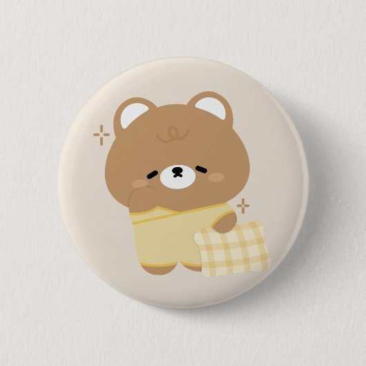 Badge Rond 5 Cm Ours Brown mignon (Devant)