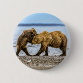 Badge Rond 5 Cm Ours brun côtier (Devant)
