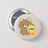 Badge Rond 5 Cm Ours brun surpenseur certifié (Devant & derrière)