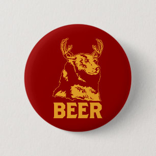 Badge Rond 5 Cm Ours + Cerfs communs = bière