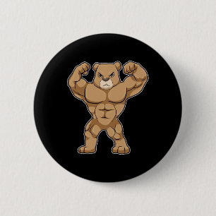 Badge Rond 5 Cm Ours culturiste musculation Sports