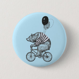 Badge Rond 5 Cm Ours de bicyclette de ballon