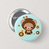 Badge Rond 5 Cm ours de "brownie" (Devant & derrière)