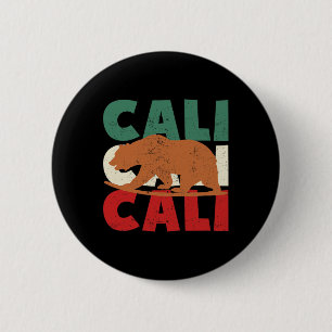 Badge Rond 5 Cm Ours de Californie Cali Surf Ours Surf Rétro Vinta