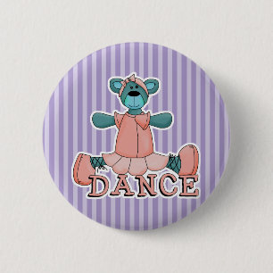 Badge Rond 5 Cm Ours de danseuse bleu et rose ballerine