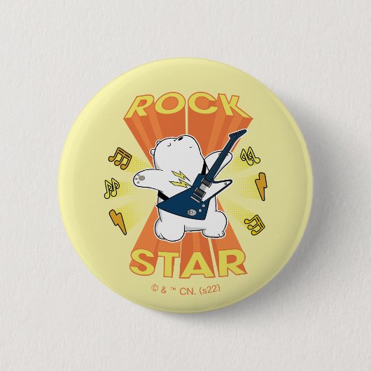 Badge Rond 5 Cm Ours de glace - Rock Star (Devant)