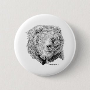 Badge Rond 5 Cm Ours de Grizzy