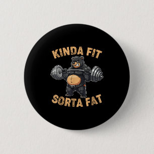 Badge Rond 5 Cm Ours de gym assez en forme plutôt drôle haltérophi