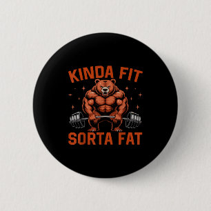 Badge Rond 5 Cm Ours de gym drôle un peu en forme plutôt gras halt