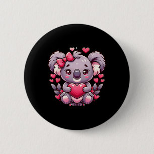 Badge Rond 5 Cm Ours de la Saint-Valentin Koala Cœurs