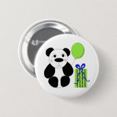 Badge Rond 5 Cm Ours de panda avec ballon vert (Devant & derrière)