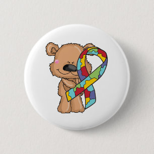 Badge Rond 5 Cm Ours de sensibilisation sur l'autisme