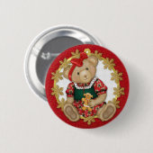 Badge Rond 5 Cm Ours en peluche de Noël - Fille (Devant & derrière)