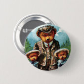 Badge Rond 5 Cm Ours fier de papa - lettre P - ours de nounours (Devant & derrière)