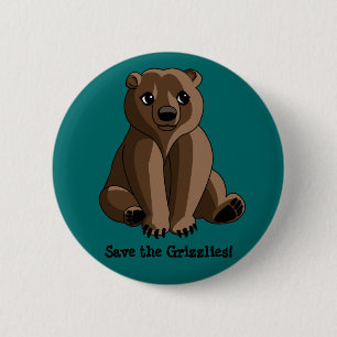 Badge Rond 5 Cm Ours gris