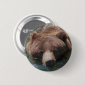 Badge Rond 5 Cm Ours grizzly (Devant & derrière)