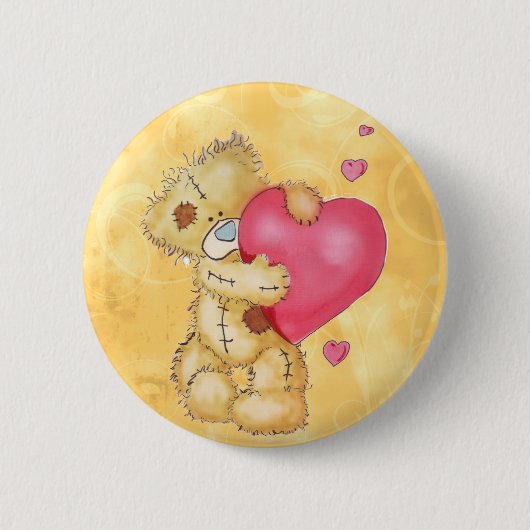 Badge Rond 5 Cm Ours mignon avec des coeurs (Devant)