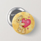 Badge Rond 5 Cm Ours mignon avec des coeurs (Devant & derrière)