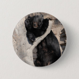 Badge Rond 5 Cm Ours noir asiatique