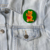 Badge Rond 5 Cm Ours orange (En situation)