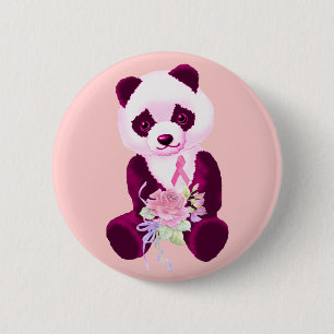 Badge Rond 5 Cm Ours panda de cancer du sein