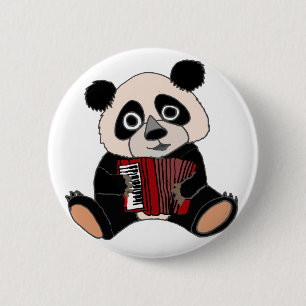 Badge Rond 5 Cm Ours panda drôle jouant l'accordéon