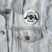 Badge Rond 5 Cm Ours panda géants (En situation)