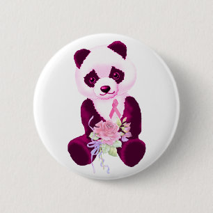 Badge Rond 5 Cm Ours panda rose de ruban
