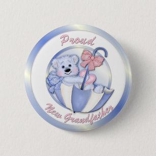Badge Rond 5 Cm Ours Parapluie - Nouveau Grand-Père - Garçon
