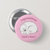 Badge Rond 5 Cm Ours polaire Baby shower fille rose (Devant & derrière)