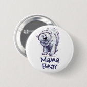 Badge Rond 5 Cm Ours polaire mignon pour maman (Devant & derrière)
