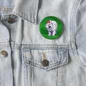 Badge Rond 5 Cm Ours polaire Noël sur vert (En situation)