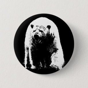 Badge Rond 5 Cm Ours polaire noir et blanc Pop Art