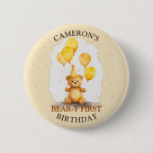Badge Rond 5 Cm Ours Premier anniversaire Sexe Ours jaune neutre (Devant)