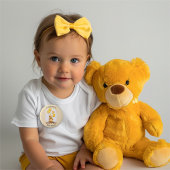 Badge Rond 5 Cm Ours Premier anniversaire Sexe Ours jaune neutre