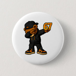 Badge Rond 5 Cm Ours qui fait le dab 67 Mème Drôle Brainrot Hip Ho