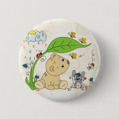 Badge Rond 5 Cm Ours sous la pluie (Devant)