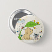 Badge Rond 5 Cm Ours sous la pluie (Devant & derrière)