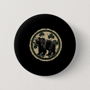 Badge Rond 5 Cm Ours - Trèfle Saint-Patrick Fête de la Saint-Patri